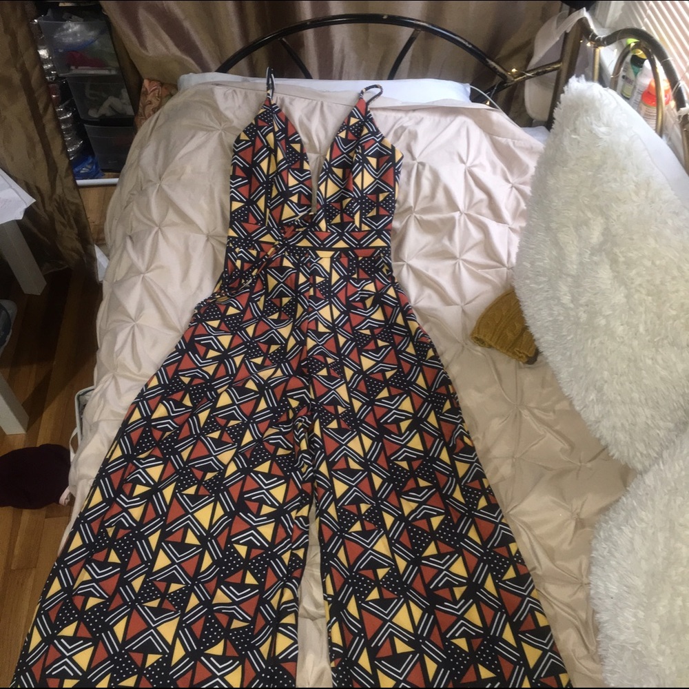 Ankara print palazzo wide leg jumpsuit